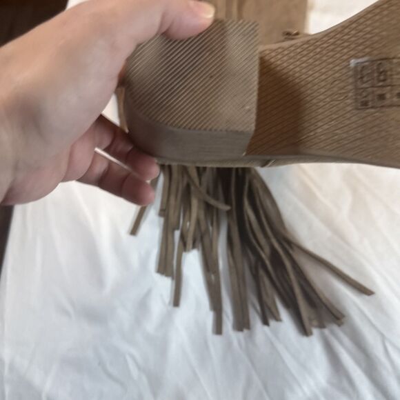 Pierre Dumas Light Brown Knee High Boots With Fringe Size 7 1/2 Medium Preowned - Picture 16 of 16
